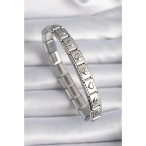 316L Çelik Gümüş Renk Kalp İşleme Nomination Model Kadın Bileklik - TJ-BB6461