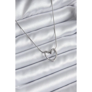 316L Çelik Gümüş Renk Kalp Model Kadın Kolye - TJ-BKO8118