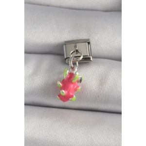 316L Çelik Gümüş Renk Sallantı Ejder Meyvesi Model Nomination Charm - TJ-BC1175