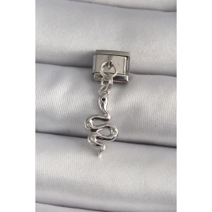 316L Çelik Gümüş Renk Sallantı Yılan Model Nomination Charm - TJ-BC1174