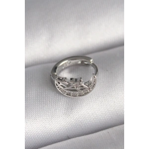 316L Çelik Gümüş Renk Zirkon Taşlı Ay Yıldız Model Tragus Piercing - TJ-PR1323