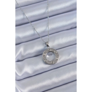 316L Çelik Gümüş Renk Zirkon Taşlı Model Kadın Kolye - TJ-BKO7620