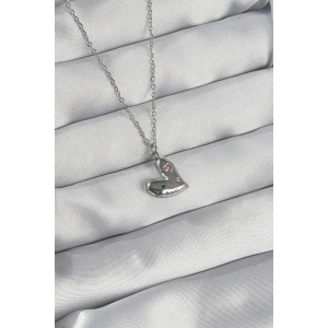 316L Çelik Zincir Gümüş Renk Renkli Zirkon Taşlı Kalp Kolye - TJ-BKO8906