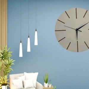 Ahşap Minimal Dekoratif Duvar Saati - 33x33 Cm Krem