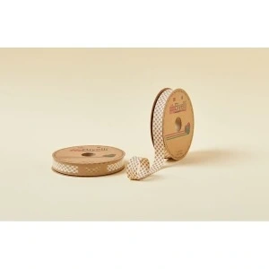 Biye Ekoseli Katlı E09 Kahverengi 2 Cm 25 Metre %65 Koton %35 Polyester