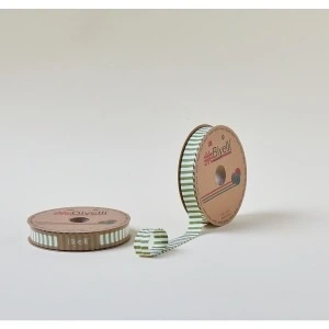 Biye Kalın Çizgili Katlı F12 Yeşil 2 Cm 25 Metre %65 Koton %35 Polyester