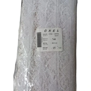 Dantel Polyester Güpür Bant Beyaz 15 Metre En 5 Cm On-740-b