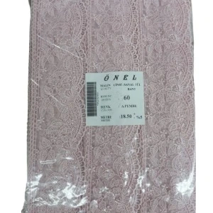 Dantel Polyester Sanal Tül Bant Açık Pembe 18,50 Metre En 6 Cm On-60-p