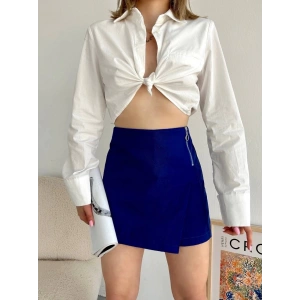 Gabardin fermuarlı şort etek S24906