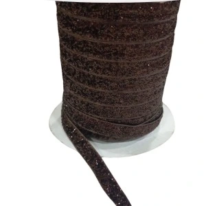 Kadife Kurdele Simli 1 Cm Kahverengi 2 Metre
