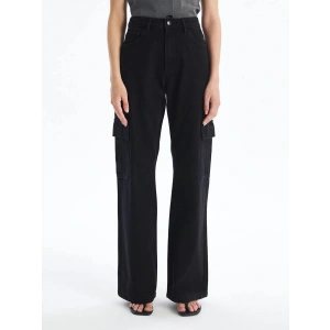 Kargo cep jeans pantolon siyah