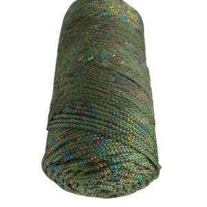 Makrome İpi 3mm Polyester Haki Simli
