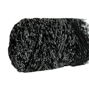 Makrome İpi 3mm Polyester Siyah Gümüş  Simli