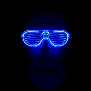 Mavi Led Işıklı Parti Gözlüğü - Neon Glow Gözlük 3 Modlu