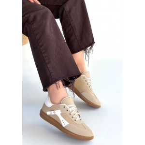 Mier Bej Cilt Bağcıklı Spor Ayakkabı