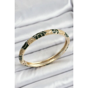 Mineli Pirinç Siyah ve Kahverengi Motifli Kadın Kelepçe - TJ-BB7170