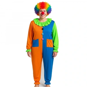 Palyaço Kostüm Seti 150 Cm Peruk + Burun + Kostüm
