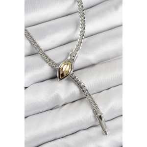 Pirinç Asansörlü Yılan Model Gümüş Renk Kadın Kolye - TJ-BKO10432