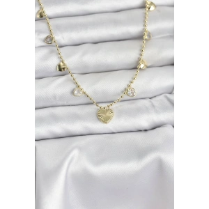Pirinç Gold Renk Kalp Model Kadın Kolye - TJ-BKO10643