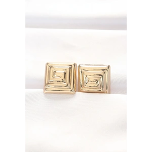 Pirinç Gold Renk Kare Form Küpe - TJ-BKP8879