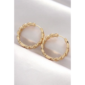 Pirinç Gold Renk Zincir Model Halka Küpe - TJ-BKP8970