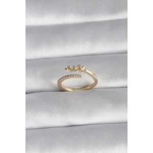 Pirinç Gold Renk Zirkon Taş Detay Kalp Model Kadın Yüzük - TJ-BYK3015