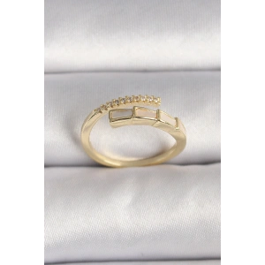 Pirinç Gold Renk Zirkon Taş Detaylı Yılan Model Ayarlanabilir Yüzük - TJ-BYK3539