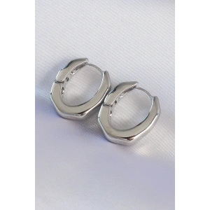 Pirinç Gümüş Renk Kalın Kemik Model Küpe - TJ-BKP8981