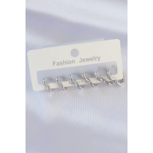 Pirinç Gümüş Renk Kalp Model Küpe Seti - TJ-BKP8993