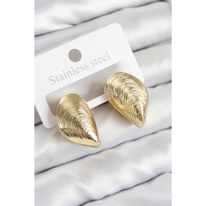 Pirinç İstiridye Model Gold Renk Kadın Küpe - TJ-BKP11018
