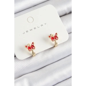 Pirinç Kelebek Model Gold Renk Çocuk Küpe - TJ-BKP10907