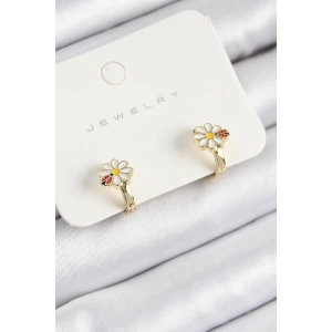 Pirinç Papatya Model Gold Renk Çocuk Küpe - TJ-BKP10903