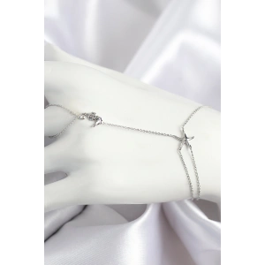 Pirinç Zirkon Taşlı Deniz Atı Ve Yıldız Model Gümüş Renk Şahmeran - TJ-SN712