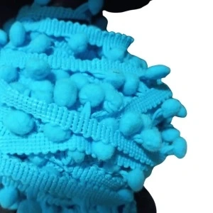 Sıralı Ponpon 1 Metre Bebe Mavisi