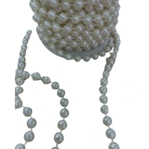 Sıralı Yuvarlak İnci En 1 Cm Krem 5 Metre