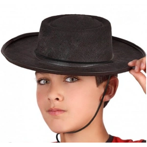 Siyah Renk Keçe Flamenko Şapkası Çocuk Boy