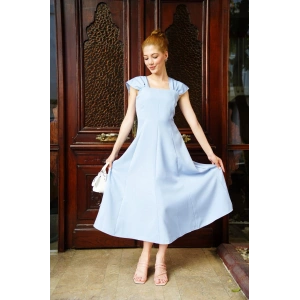 U yaka prenses elbise mavi s255101