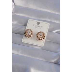 XUPİNG Rose Renk Oval Zirkon Taşlı Burgu Model Küpe - TJ-BKP9361