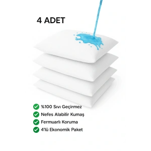 YASTIK ALEZİ SU GEÇİRMEZ SES YAPMAZ YASTIK ALEZ KILIFI 4 ADET