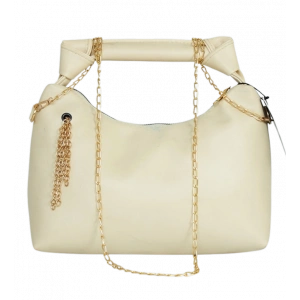 Zincir Askılı Deri Çanta-KREM