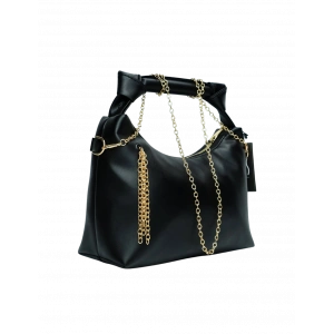 Zincir Askılı Deri Çanta-Siyah