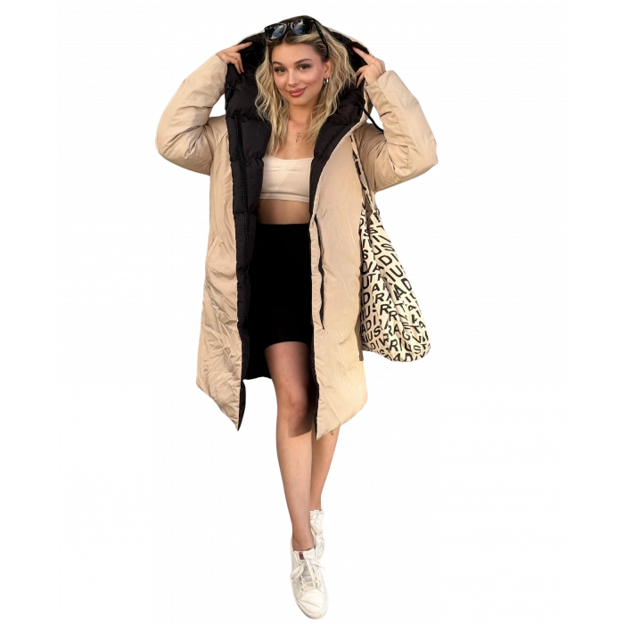 Çift Taraflı Uzun Şişme Mont