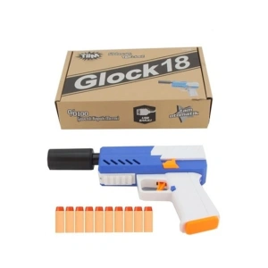 Tiim Şarjlı Tam Otomatik Susturuculu Mavi Glock Ta