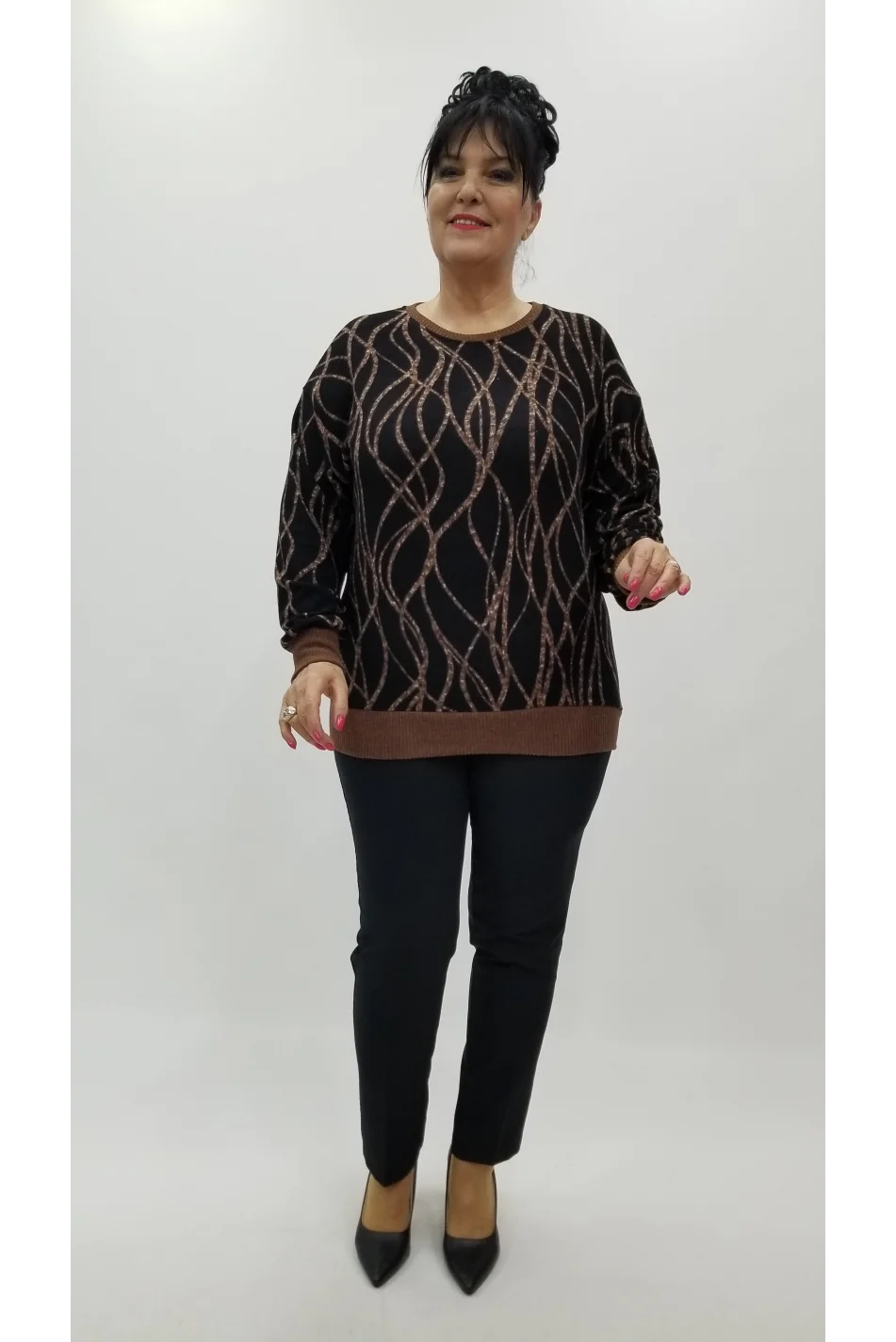 Miraggio Büyük Beden Bluz 4384 KAHVE