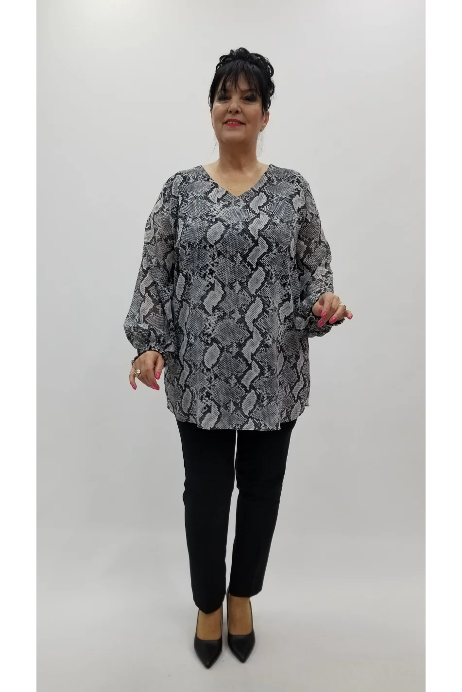 Miraggio Büyük Beden Abiye Bluz 4369 GRİ