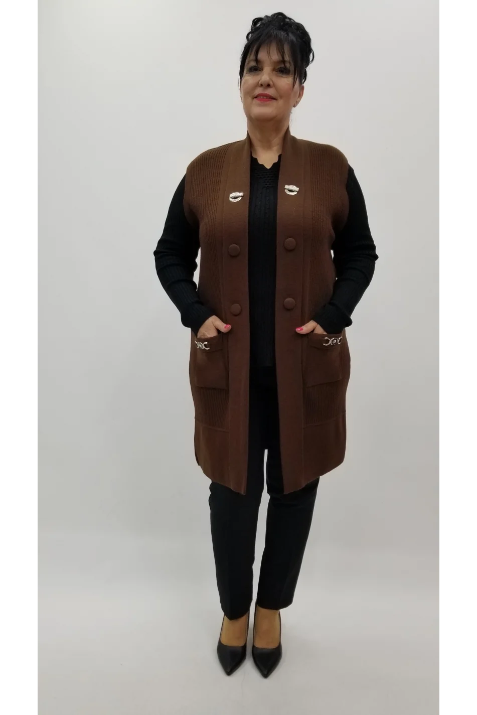 Miraggio Büyük Beden Yelek 4233 KAHVE