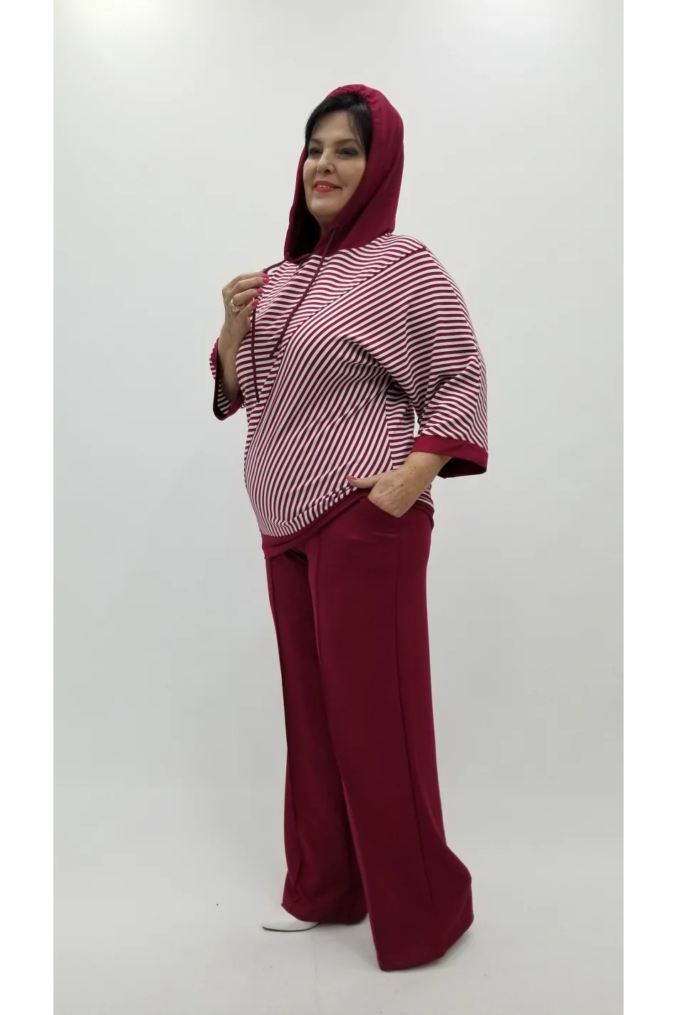 Miraggio Büyük Beden Takım 4335 BORDO/BEYAZ