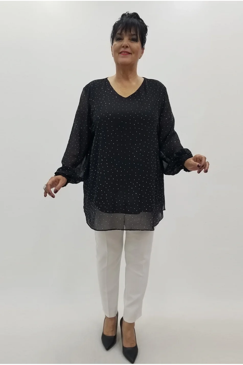 Miraggio Büyük Beden Abiye Bluz 4097 SİYAH