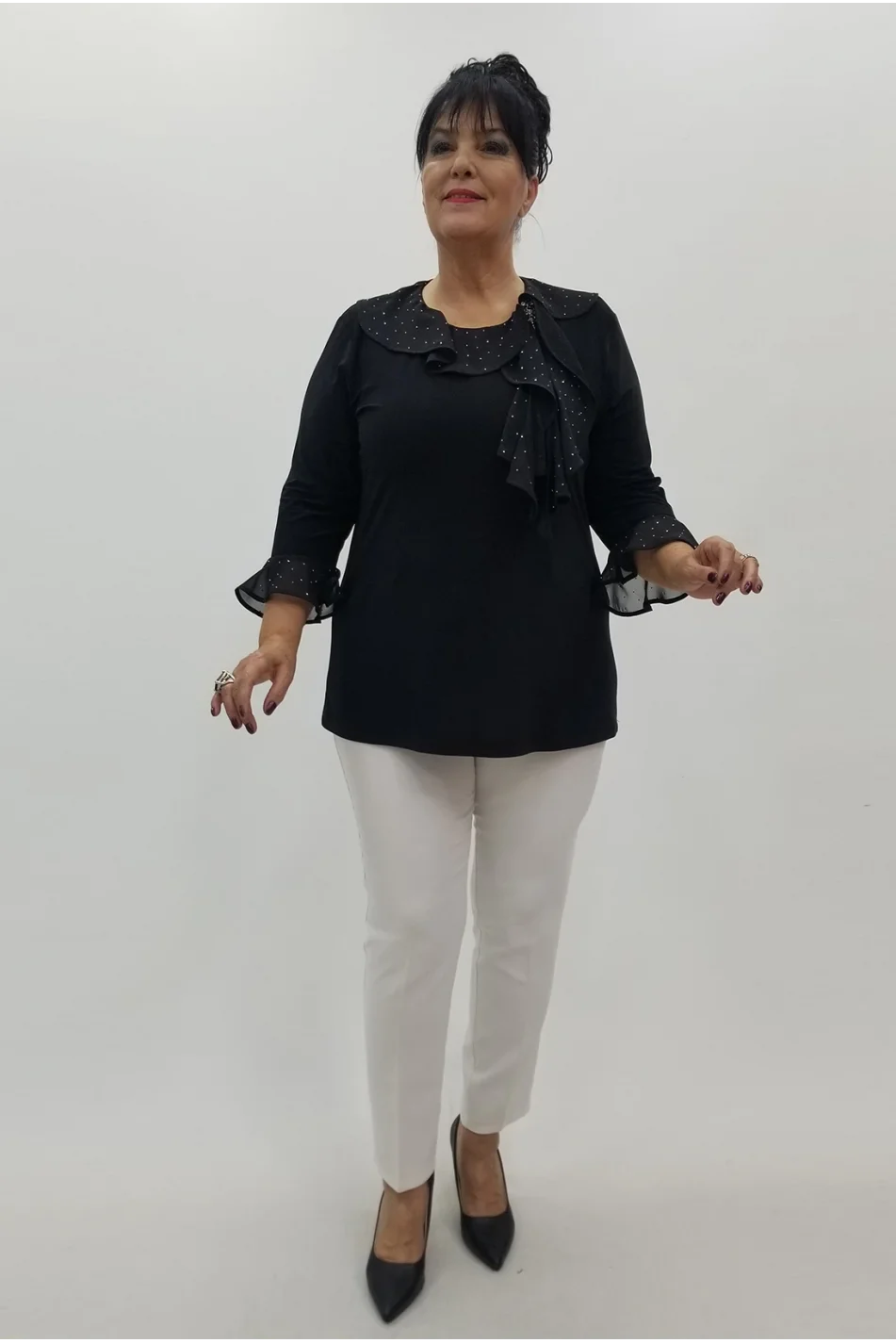 Miraggio Büyük Beden Abiye Bluz 4098 SİYAH