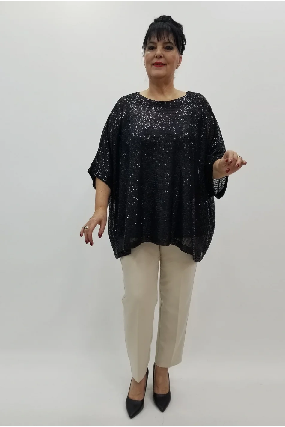 Miraggio Büyük Beden Abiye Bluz 4299 SİYAH